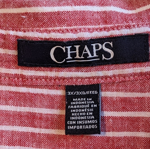 Chaps 3X cotton/linen chambray woven blouse - Picture 3 of 5
